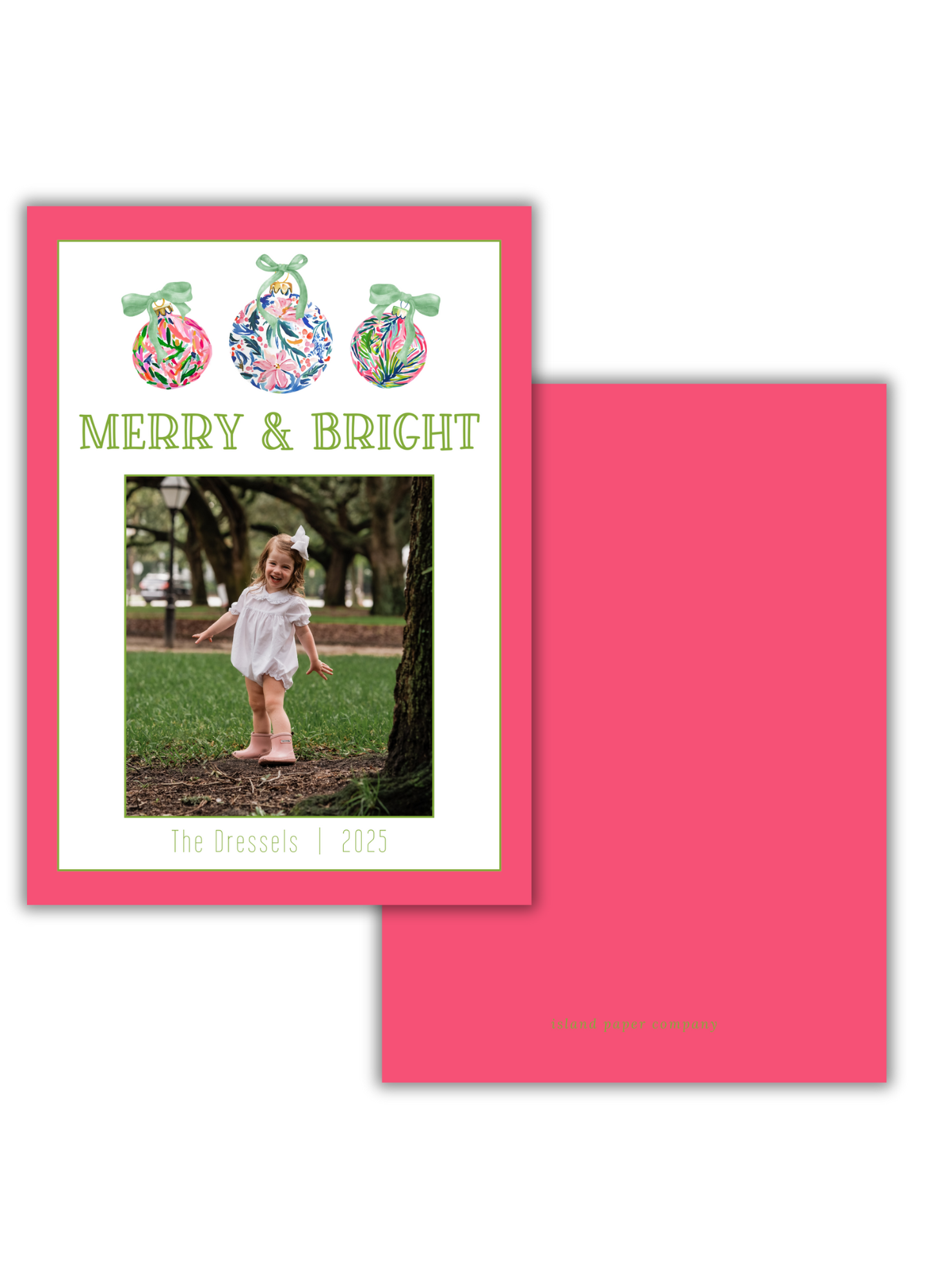 Pink Ornament Merry and Bright Card