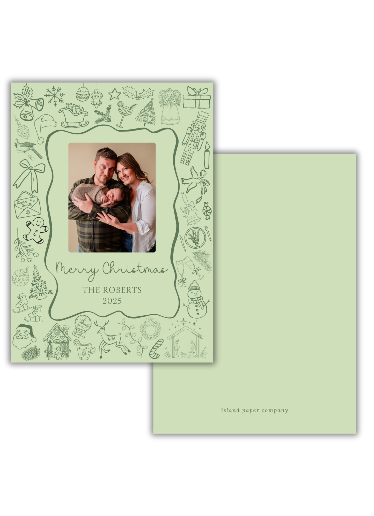 Green Whimsical Christmas Card