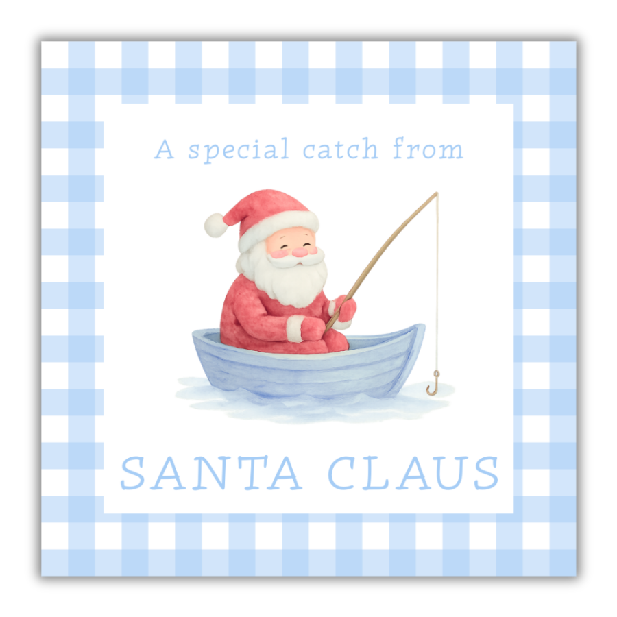 Blue Boat From Santa Gift Tags