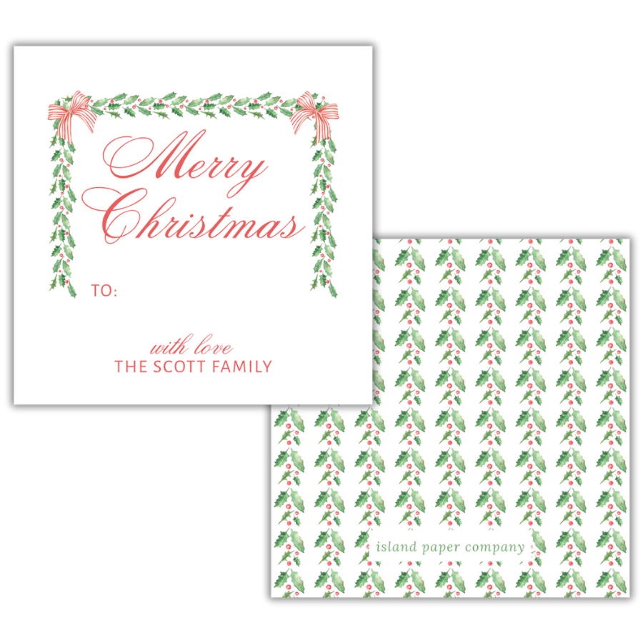 Red and Green Garland Custom Gift Tag