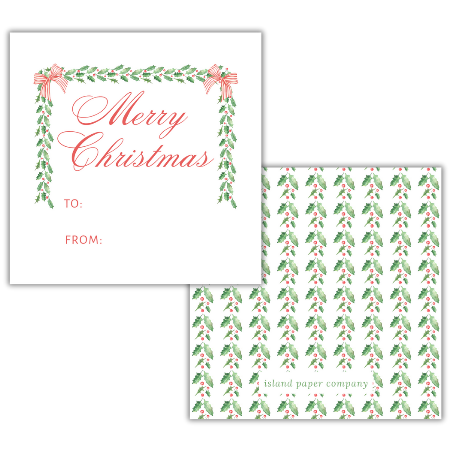 Red and Green Garland Gift Tag