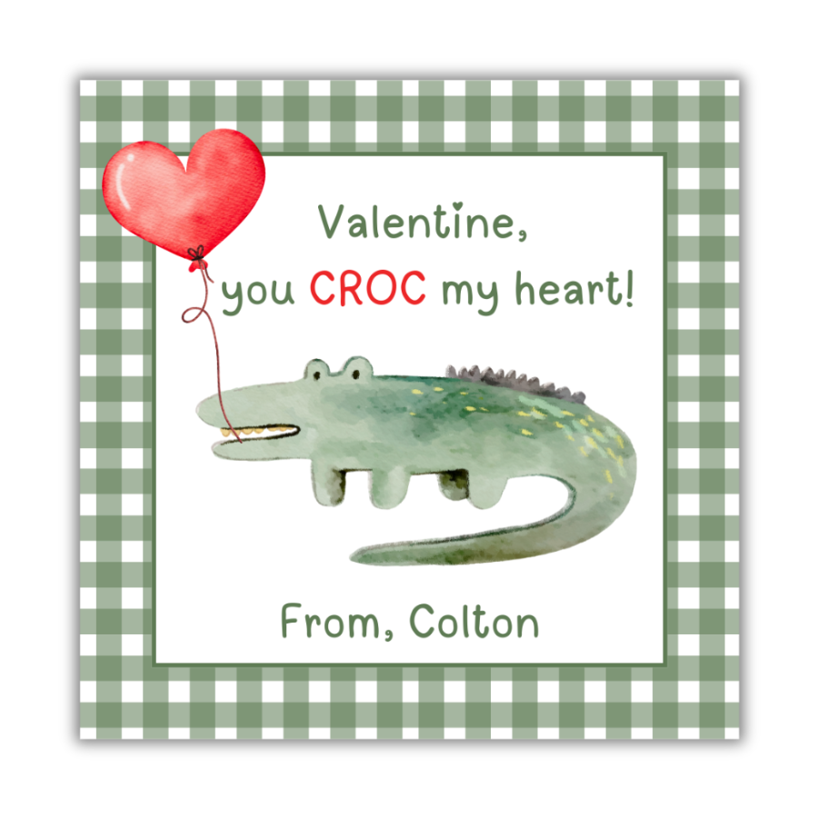 Croc My Heart Green Valentines Cards