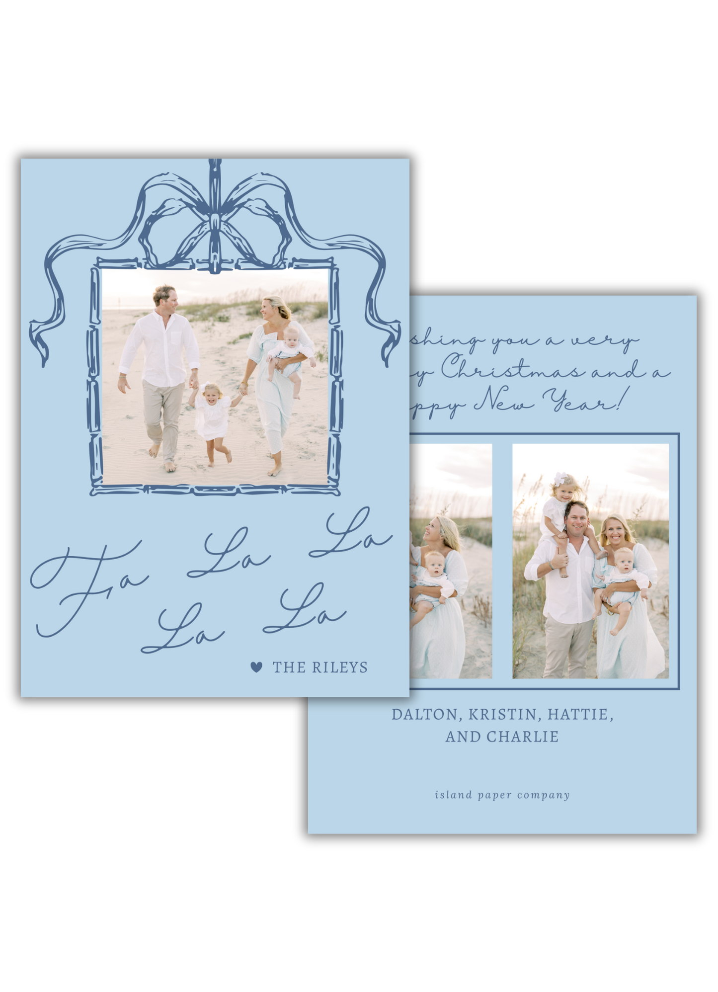 Fa La La Christmas Card in Light Blue
