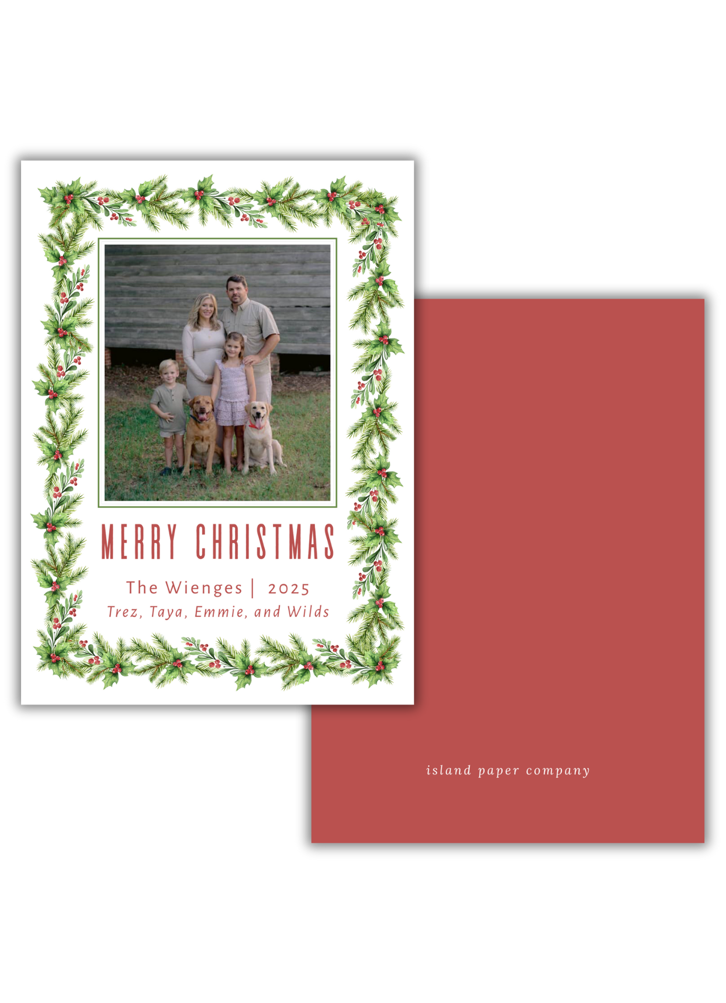 Green Garland Christmas Card