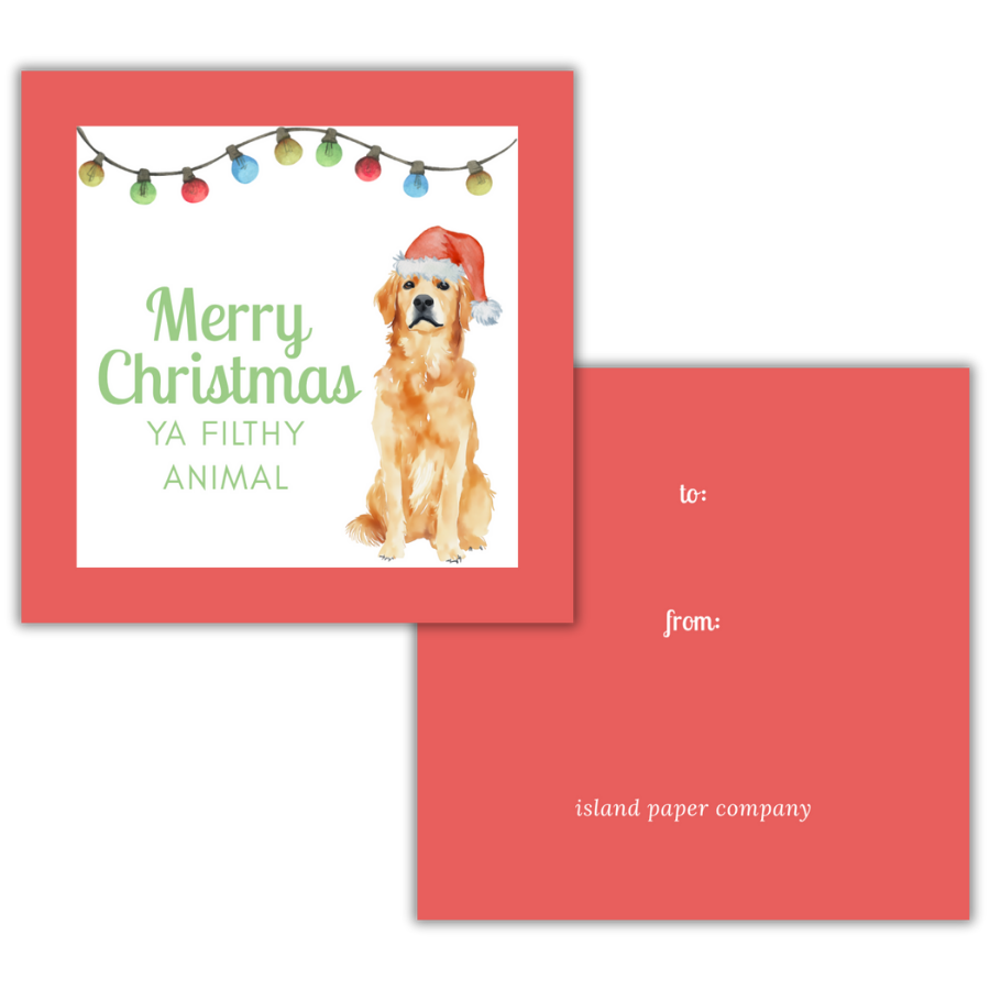 Golden Retriever Christmas Gift Tag