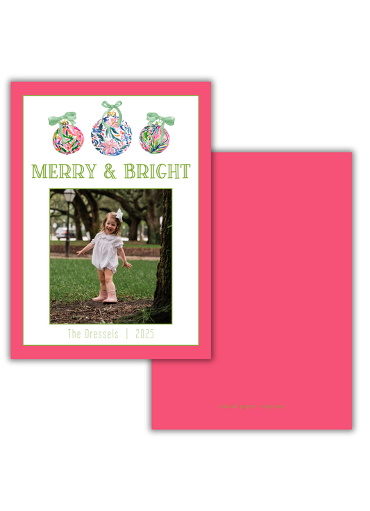 Pink Ornament Merry and Bright Card