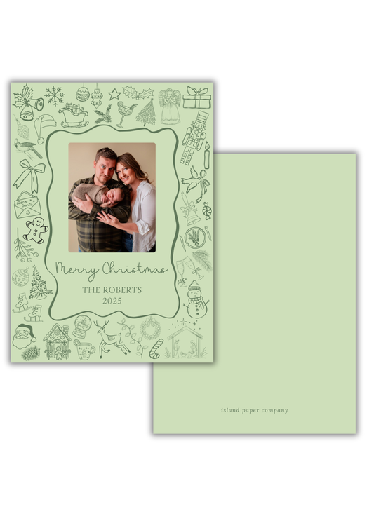 Green Whimsical Christmas Card