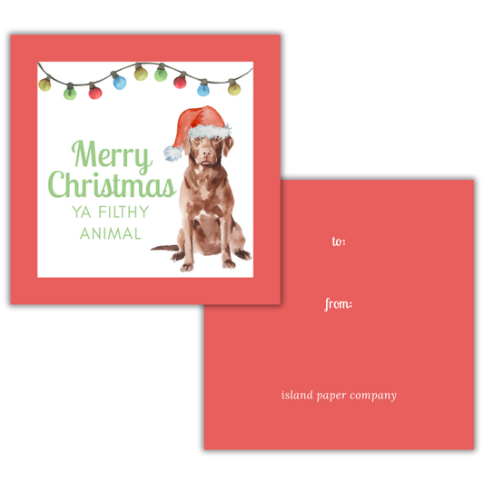 Chocolate Labrador Christmas Gift Tag