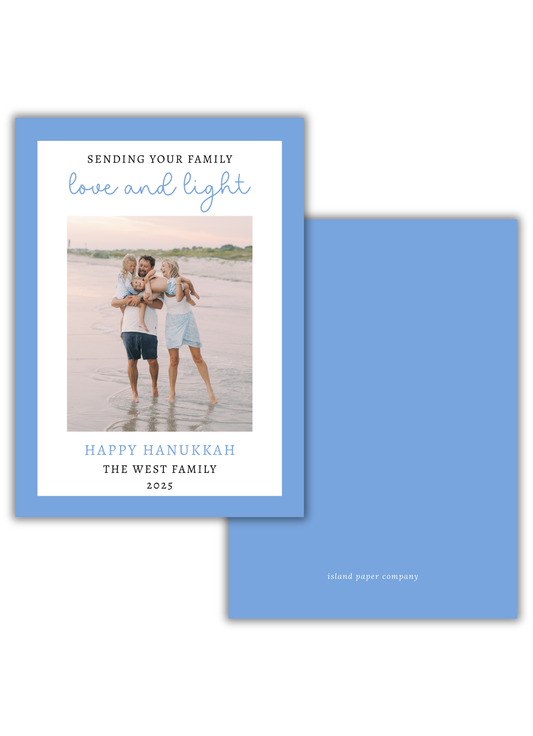 Blue Love and Light Hanukkah Card