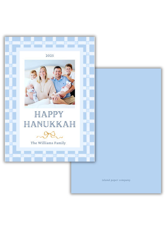 Checkered Blue Hanukkah Card