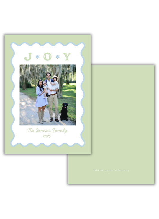 JOY Christmas Card in Light Green