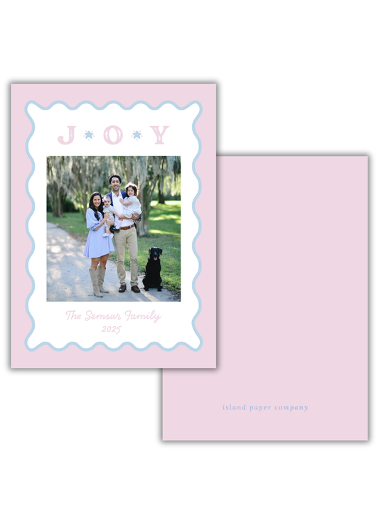 JOY Christmas Card in Light Pink