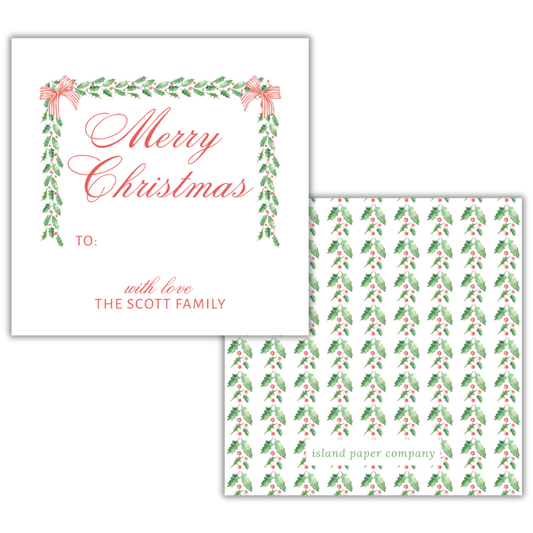 Red and Green Garland Custom Gift Tag