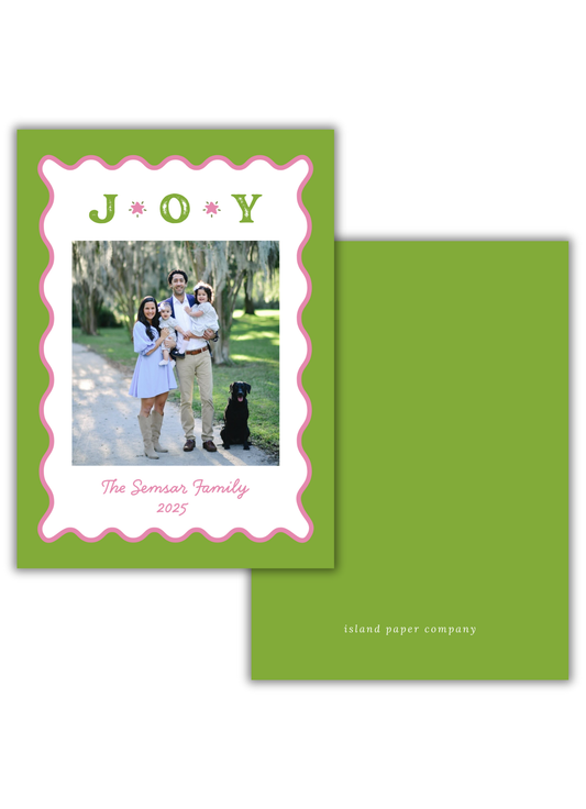 JOY Christmas Card in Lime
