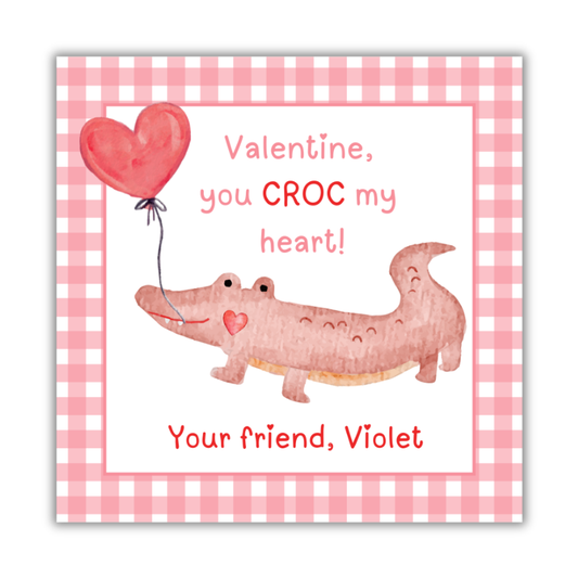 Croc My Heart Pink Valentines Cards
