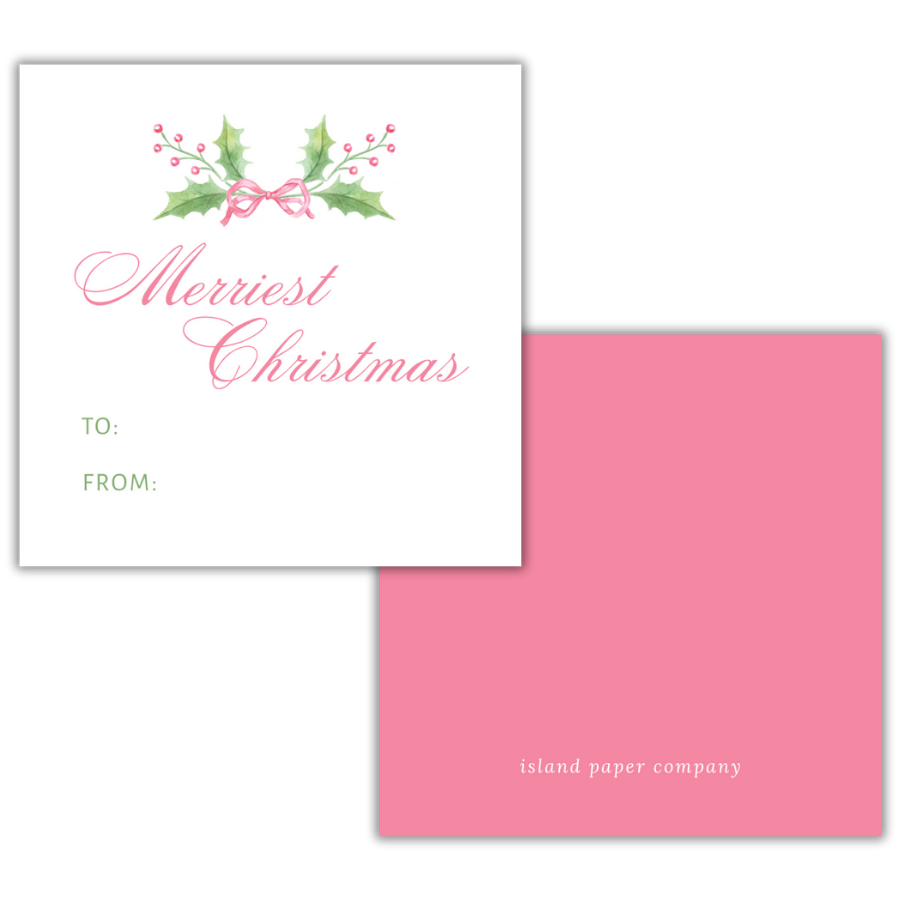 Pink Merriest Christmas Gift Tag