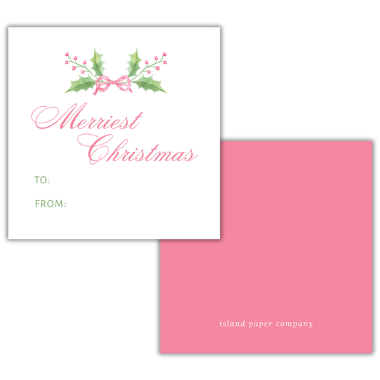Pink Merriest Christmas Gift Tag