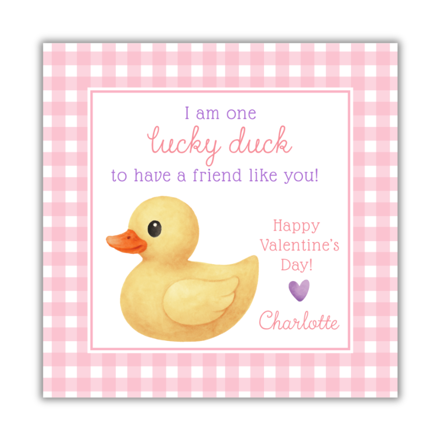 Lucky Duck Pink Valentines Cards