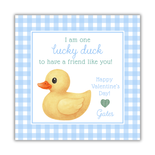 Lucky Duck Blue Valentines Cards