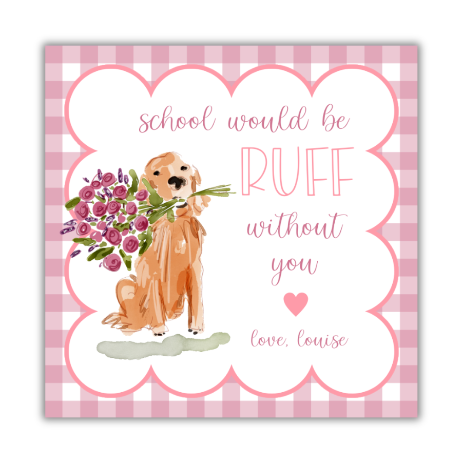 Golden Retriever Pink Valentines Cards