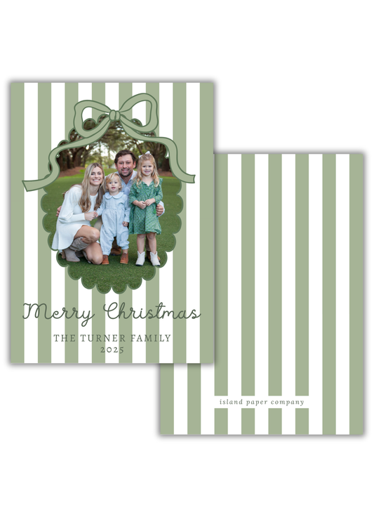 Green Stripe Merry Christmas Card