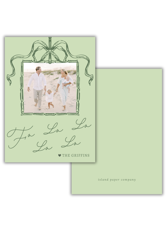 Fa La La Christmas Card in Light Green