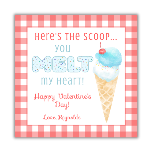 Ice Cream Red and Blue Valentines Cards