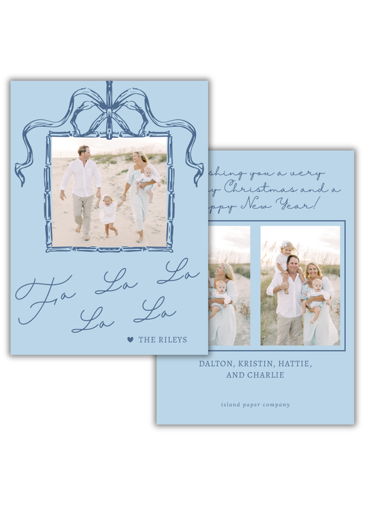 Fa La La Christmas Card in Light Blue