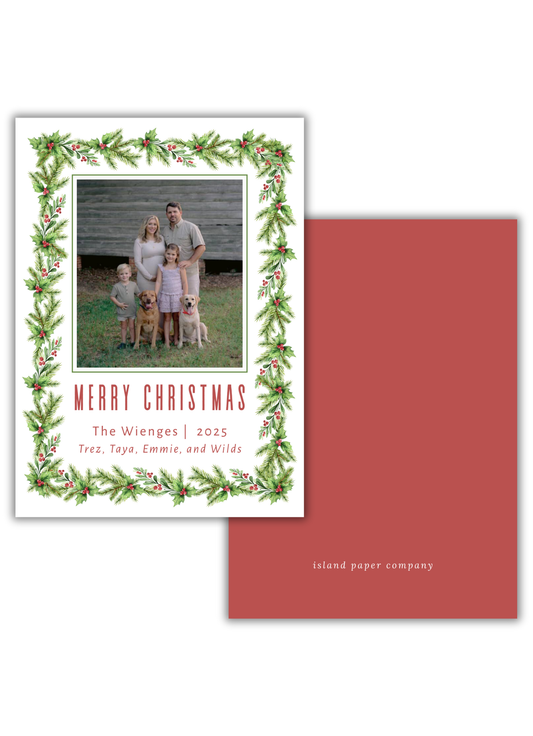 Green Garland Christmas Card