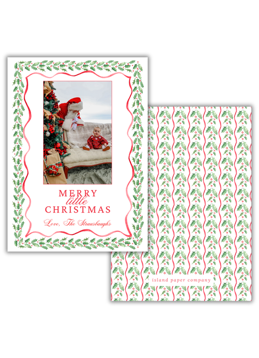 Red and Green Christmas Garland Card